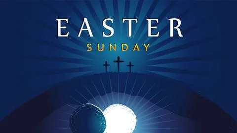 Easter Sunday He is risen tomb and crosses Stock Illustration