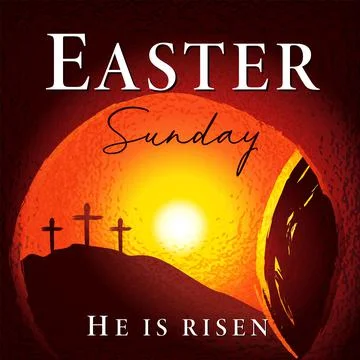 Easter Sunday - He is risen, tomb and Calvary morning Illustrazione stock