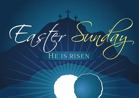Easter sunday holy week navy blue banner Stock Illustration