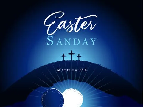 Easter sunday holy week three cross banner Stock-Illustration