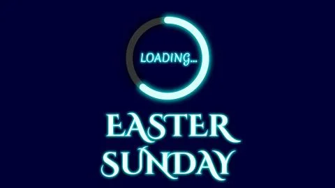 Easter Sunday is loading in bright blue light on dark background. Stock Illustration