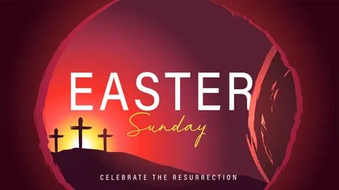 Easter Sunday morning, He is risen, tomb and Calvary Illustrazione stock