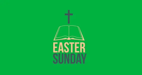 Easter sunday text banner with bible and cross icon against transparent Stock Footage 318432739