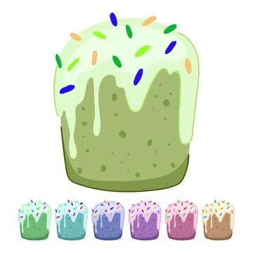 Easter sweet cake with icing and colorful sprinkles graphic Illustrazione stock