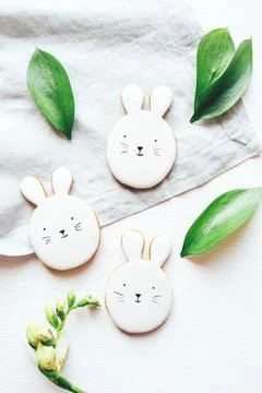 Easter sweets in the form of eggs and rabbits. Stock Photos