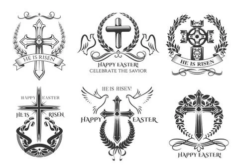 Easter symbol crucifix for vector paschal greeting 스톡 일러스트