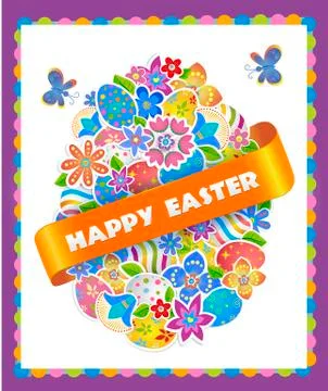 Easter Symbol Egg and Spring flower. Stock Illustration