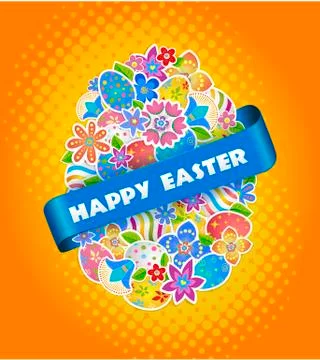 Easter Symbol Egg and Spring flower. Stock Illustration