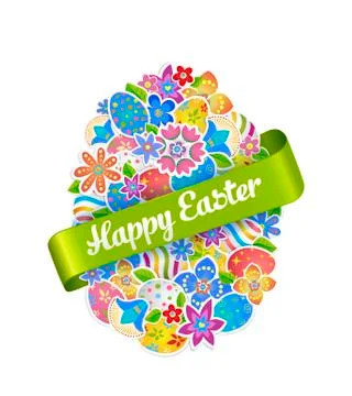 Easter Symbol Egg and Spring flower. Illustrazione stock