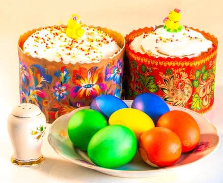 Easter on the table on the feast of the Nativity of Christ Stock Photos