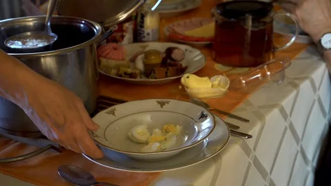 Easter table in an old house. Poland Stock Footage 109391540