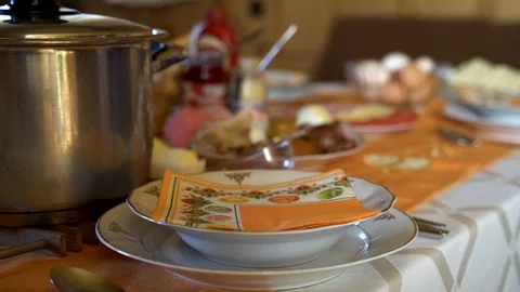 Easter table in an old polish house Stock Footage 109391548