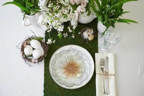 Easter table set Stock Photos
