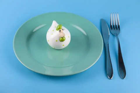 Easter table setting and dinner with  festive decorations Stock Photos