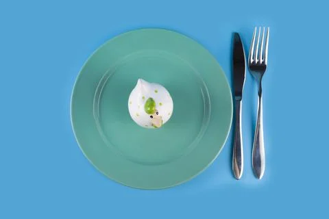 Easter table setting and dinner with  festive decorations Stock Photos