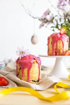 Easter table setting. Easter cake craffin Stock Photos