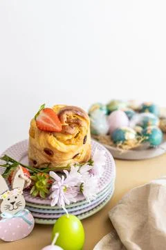 Easter table setting. Easter cake craffin Stock Photos