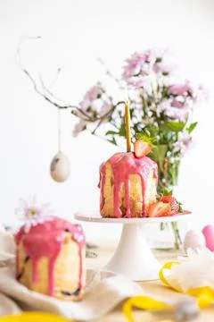 Easter table setting. Easter cake craffin Stock Photos