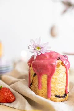 Easter table setting. Easter cake craffin Stock Photos