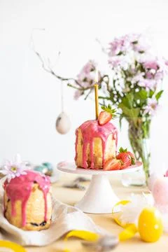 Easter table setting. Easter cake craffin Stock Photos