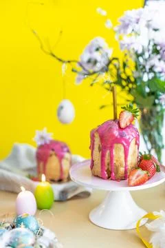 Easter table setting. Easter cake craffin Stock Photos