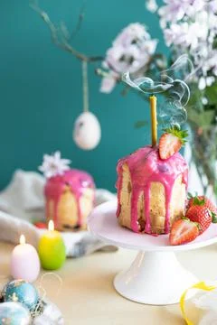 Easter table setting. Easter cake craffin Stock Photos