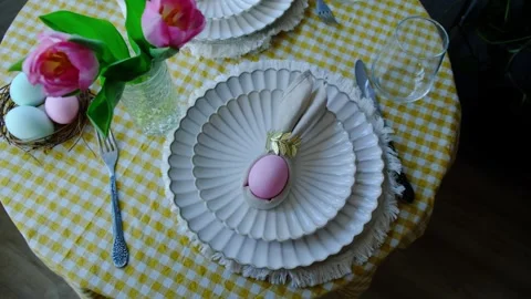 Easter table setting. Stock Footage 332701337