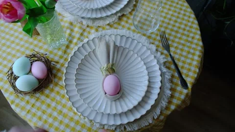 Easter table setting. Stock Footage 332702020