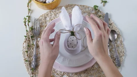 Easter table setting for the holiday. Easter table decoration. the decorator Stock-Footage 108326389