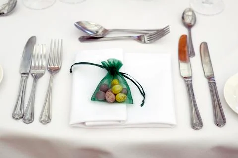 Easter table setting Stock Photos