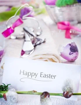 Easter table setting Stock Photos