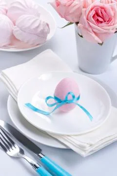 Easter table setting Stock Photos