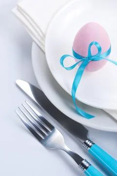 Easter table setting Stock Photos