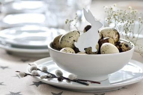 Easter table setting Stock Photos