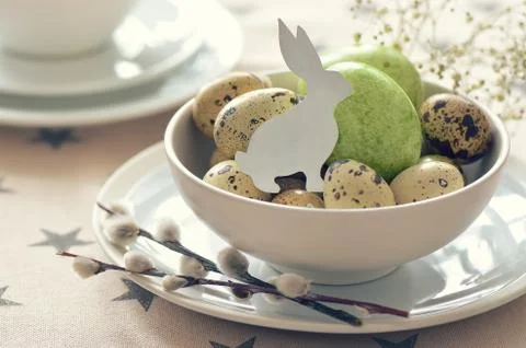 Easter table setting Stock Photos
