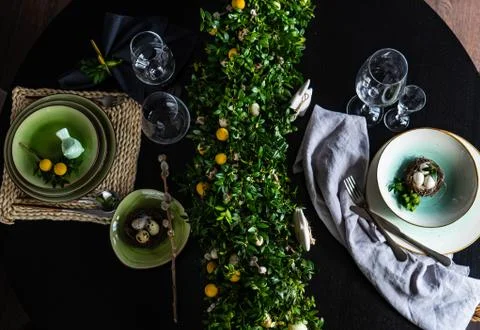 Easter table setting Stock-Fotos