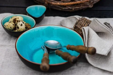 Easter table setting Stock Photos