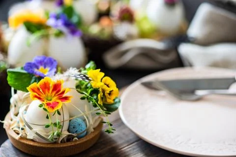 Easter table setting Stock Photos