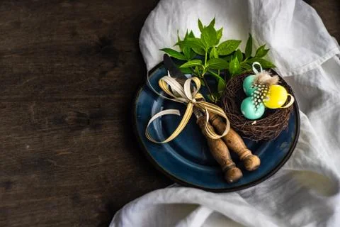 Easter table setting Stock Photos