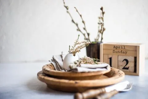 Easter table setting Stock Photos