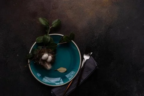 Easter table setting Stock Photos