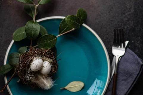 Easter table setting Stock-Fotos