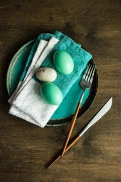 Easter table setting Stock-Fotos