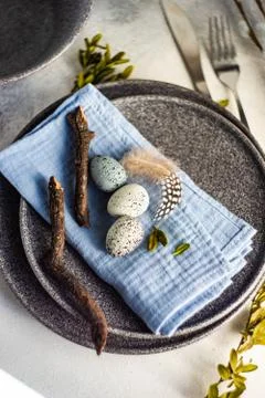 Easter table setting Stock Photos