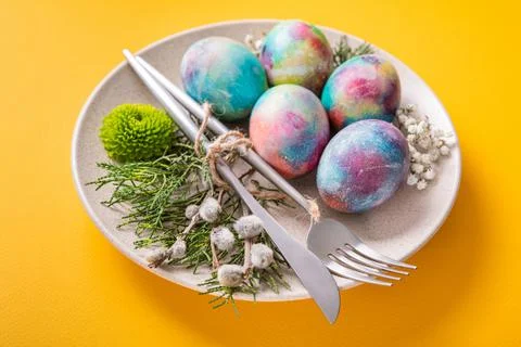 Easter table setting Stock Photos