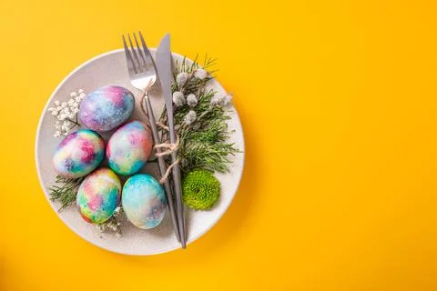 Easter table setting Stock Photos