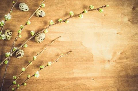 Easter table setting with spring flowers. Stock Photos
