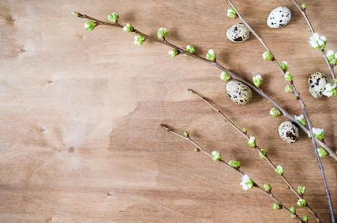 Easter table setting with spring flowers. 스톡 사진