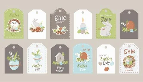 Easter tags collection Stock Illustration