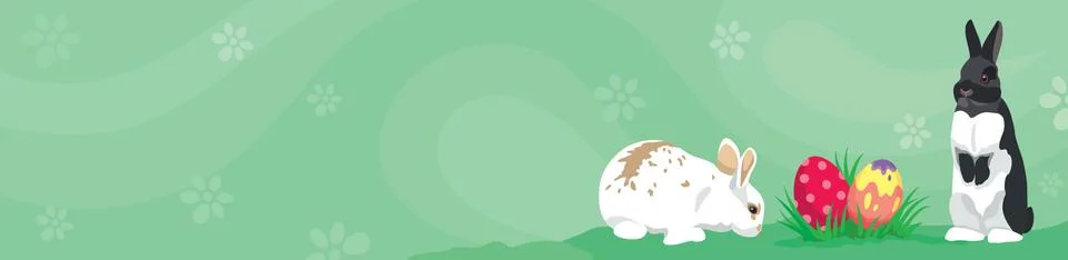 Easter template banner rabbits eggs Stock Illustration